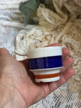 Richard Ginori White Porcelain Cup with Blue and Orange Bands